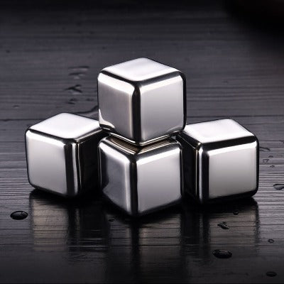 8 Cubes Stainless Steel™ | Glaçon | Ensemble Réutilisable | Vin | Bière | Whiskey | Refroidissant